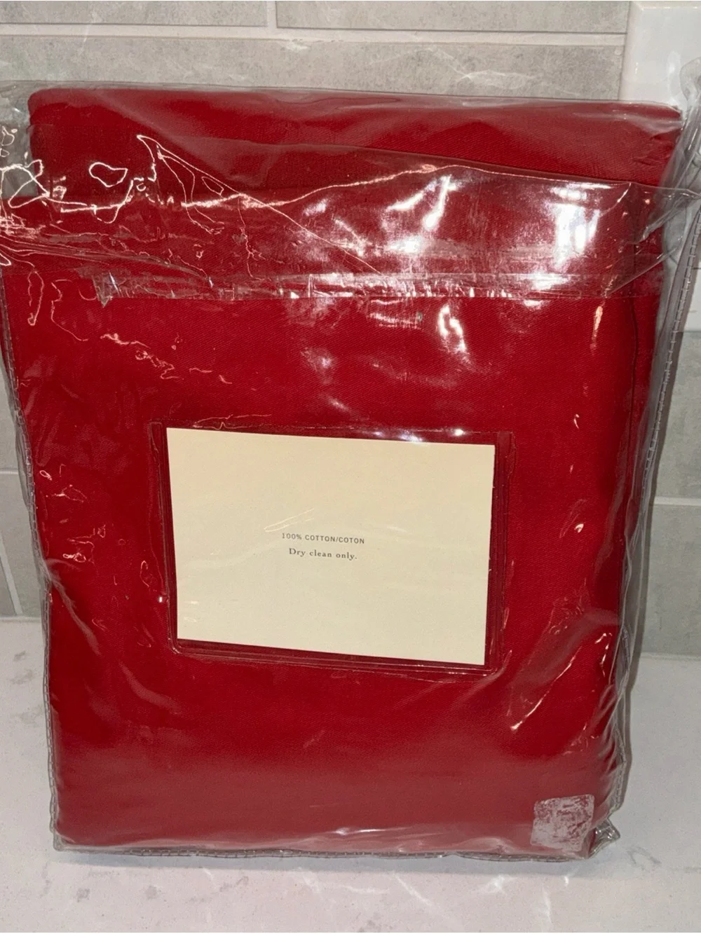 NEW Pottery Barn Red Cotton button panel. 44”x84” drape curtain